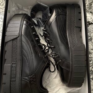 Puma x DUA LIPA Mayze Fluture Lace-Up Sneaker Black Leather WOMEN'S Size 10